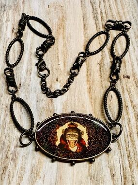 Hand Crafted Antique Bronze “Monkey Around” Pendant Necklace